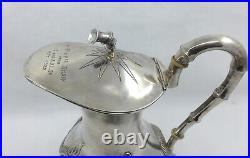 Antique Chinese Export Silver Embossed Dragon Jug, Yoksang Shanghai 590 gram