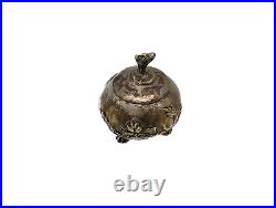 Antique Chinese Export Silver Gold Gilt Dragon Footed Apothecary Jar