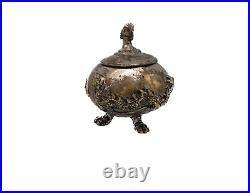 Antique Chinese Export Silver Gold Gilt Dragon Footed Apothecary Jar