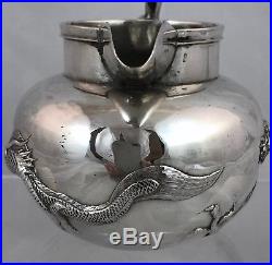 Antique Chinese Export Silver Jug Dragon c. 1900