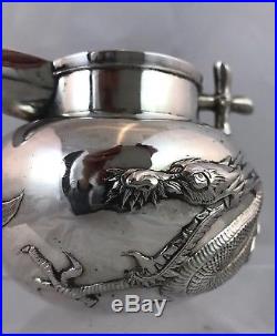 Antique Chinese Export Silver Jug Dragon c. 1900