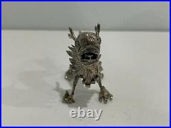 Antique Chinese Export Silver Kwan Man Shing Signed Dragon Figurine