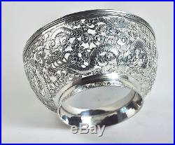 Antique Chinese Export Solid Silver Dragon Bowl China Tuck Chang Qing 1900