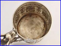 Antique Chinese Export Solid Silver Dragon Handle Mug(R2999C)