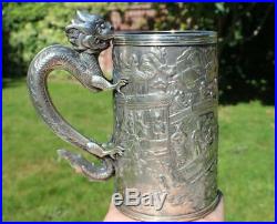 Antique Chinese Export Solid Silver Dragon Handle Mug c. 1861 (R2999A)