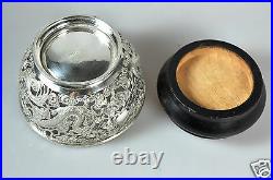 Antique Chinese Export Solid Silver Pierced Dragon Wang Hing Bowl China 1900