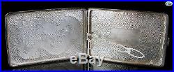Antique Chinese Export Sterling Silver Dragon Marine Peiping Cigarette Case