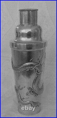 Antique Chinese Export Sterling silver Cocktail Shaker Dragon