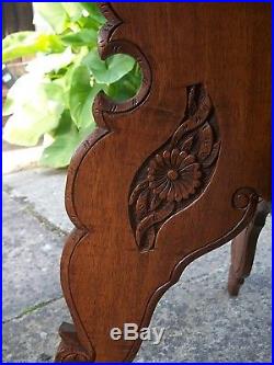 Antique Chinese Folding Wooden Table With Stunning Dragon Top