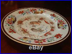 Antique Chinese Foo Dragon Lion Famille Rose Charger Plate 15, Yongzheng
