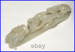 Antique Chinese Grey Green Nephrite Jade Dragon Belt Hook (UVi)#1