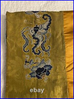 Antique Chinese Han Long Pao Imperial Style Dragon 5 Claw Apricot Silk Robe