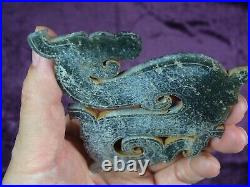 Antique Chinese Han dynasty green jade engraved dragon