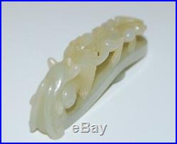 Antique Chinese Hand Carved Jade Dragon Belt Buckle