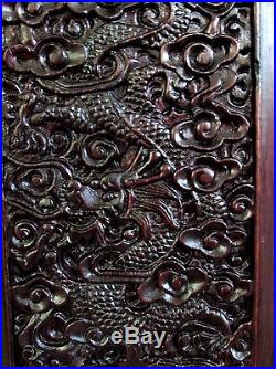 Antique Chinese Hand-Carved Solid Rosewood Desktop Document Cabinet Dragons 17h