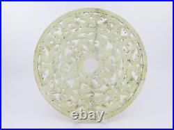 Antique Chinese Hand Carved Stone Bi Disc Dragon Pattern 9.75 Diameter