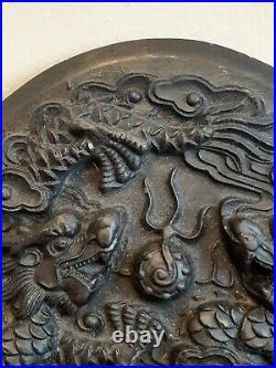 Antique Chinese Hand Carving Dragon Cover Inkstone