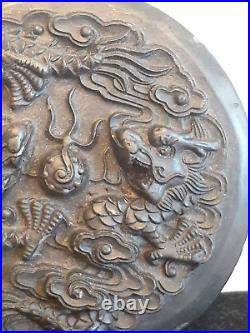 Antique Chinese Hand Carving Dragon Cover Inkstone