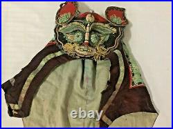 Antique Chinese Handmade Silk Embroidered Baby Child's Hat Dragon Cat