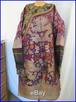 Antique Chinese Imperial Dragon Summer Robe, Long Purple Kossu weave