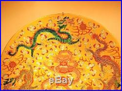 Antique Chinese Imperial yellow 5 claw Dragon Charger plate 18