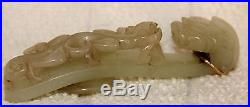Antique Chinese Jade Buckle Carved Dragons Excellent Condition -14K links