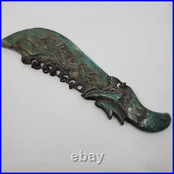 Antique Chinese Jade Knife Dragon Etched Huge Long Heavy 19