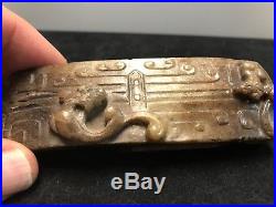 Antique Chinese Jade buckle with dragons 17th Century or earlier Rare OLD