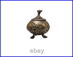 Antique Chinese Metal Lidded Dragon Jar