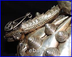 Antique Chinese Miao Ceremonial Wedding Headdress Bridal Tribal Crown with Dragons