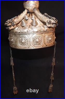 Antique Chinese Miao Ceremonial Wedding Headdress Bridal Tribal Crown with Dragons