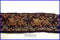 Antique Chinese Ming Dynasty Silk Brocade Gold Eight Dragons Imperial Nobility