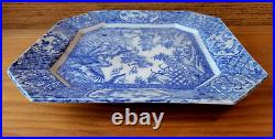 Antique Chinese Ming Style Octagonal Plate Blue White Porcelain Winged Dragon