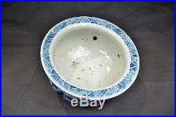 Antique Chinese Oriental Porcelain Blue & White Large Pot Incense Burner Dragon