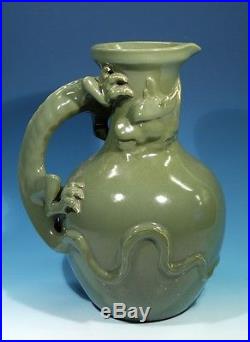 Antique Chinese / Oriental Pottery Jug Vase Decorated with Coiled Dragon