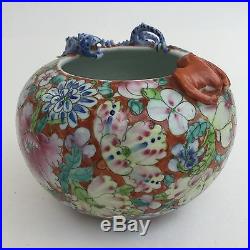 Antique Chinese Porcelain Dragon Bat Bowl Vase Floral Hand Painted