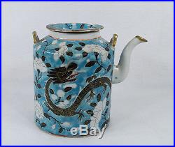 Antique Chinese Porcelain Famille Rose Verte Dragon Teapot