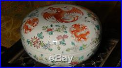 Antique Chinese Porcelain Hand Painted Dragons&pheasants Box With LID