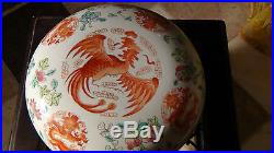Antique Chinese Porcelain Hand Painted Dragons&pheasants Box With LID