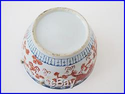 Antique Chinese Porcelain Jar Lidded Vessel Export Blue White Red Painted Dragon