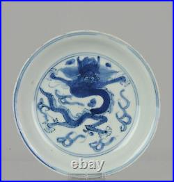 Antique Chinese Porcelain Late Ming or Transitional Plate Dragon Ruyi
