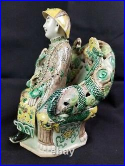 Antique Chinese Porcelain Republic Seated Man With Dragons
