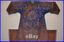 Antique Chinese Qing Dynasty Brocade Dragon Robe