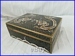Antique Chinese Qing Dynasty Cloisonne Imperial Dragon Scholars Box 1890 Enamel