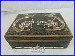 Antique Chinese Qing Dynasty Cloisonne Imperial Dragon Scholars Box 1890 Enamel