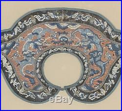 Antique Chinese Qing Dynasty Embroidered Silk Robe Dragon Collar