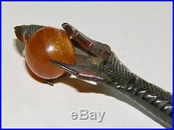 Antique Chinese Qing Dynasty Faux Tortoiseshell Hairpin Ornament Dragon Orb