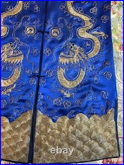Antique Chinese Qing Dynasty Hand Embroidery Dragon Robe Chest 44 Length 41