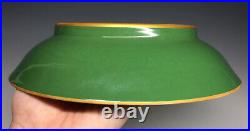 Antique Chinese Qing Dynasty IMPERIAL Chenghua Dragon Yellow Green Ground Bowl