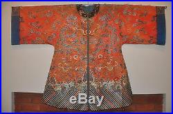 Antique Chinese Qing Dynasty Lady's Jacket Dragons
